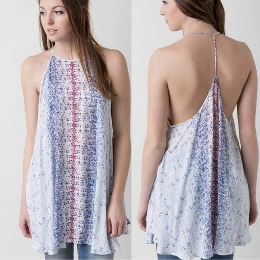 Free People Intimately All Wrapped Up Red White and Blue Coastal Tunic Tank XS